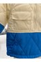 Children's Hooded Ecru Blue Quilted Coat - 2
