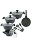 12-Piece Granite Non-Stick Aluminium Essentials Induction Base Cookware Set Includes