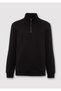 Men's Black Half Zip Sweatshirt Black Sweatshirt - 6