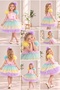 Girl's Rainbow Colorful Layered Tulle Tutu Dress with Floral Detail Birthday Dress - 3