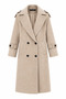 Women's Double-Breasted Collared Buttoned Long Cashmere Coat