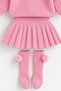 Baby Girl Child Pompom Knitwear Sweater Skirt Bandana Socks 4 Piece Winter Set - 4