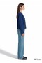 Women's Navy Blue Long Sleeve Basic T-Shirt Deep Navy Blue Sweatshirt - 3