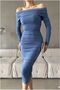 Stretchy Sandy Midi Strapless Evening Dress · Color: Blue · Size: L BX - 3