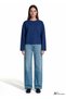 Women's Navy Blue Long Sleeve Basic T-Shirt Deep Navy Blue Sweatshirt - 2