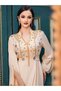Beige Embellished V-Neck Maxi Dress - 5
