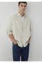 Men's Beige Long Sleeve Shirt Sand Beige Shirt - 2
