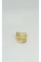 Milano Three Row Gold Ring with Stone Detail
