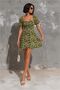 Square Neck Short-Sleeved Evening Dress with Gipe Detail · Color: Yellow · Size: L BX