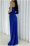 One-Slit Evening Gown with Shoulder Straps · Color: Cobalt · Size: M BX - 2