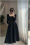 Square Neck Midi-Length Dress with Sleeves · Color: Purple · Size: M BX - 2
