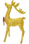 Christmas Ornament, Deer, Gold - Metal, Illuminated, Red Bow 80*25*160 cm - 4