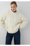 Women's Beige Round Neck Sweater Tofu Sweater & Cardigan - 3