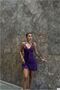 V-Neck Mini Dress with Straps and Bow Detail · Color: Purple · Size: M BX