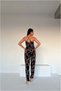 Tulle Jumpsuit with Belt V-Neck Strappy Fabric · Color: Black · Size: L Bsk2026 - 2