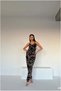 Tulle Jumpsuit with Belt V-Neck Strappy Fabric · Color: Black · Size: L Bsk2026