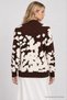 Patterned Oversize Soft Sweater Lkr0003 Brown Ecru - 4