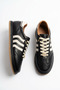Pelores Side Striped Double Face Genuine Leather Women's Sports Shoes Black Skin - 2