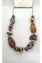 Amber Brown Tone Beaded Elevator Drawstring Necklace