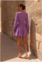 Double-Breasted Dress with Sleeves, Mini Evening Gown, Long Neckline · Color: Emerald · Size: M BX - 2