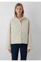 Women's Beige High Collar Woven Jacket Dusty Beige Jacket - 3