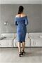 Stretchy Sandy Midi Strapless Evening Dress · Color: Blue · Size: L BX - 4