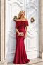 Boat Neck Sequin Evening Gown, Fishtail Cut · Color: Red · Size: L BX - 3