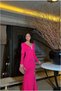 V-Neck Long-Sleeved Evening Gown with Collar Detail · Color: Black · Size: M BX - 3