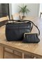 Genuine Leather Women's Shoulder Bag and Genuine Leather Clip Wallet Set - 2