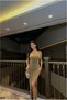 Slit Strapless Maxi Evening Gown · Color: Gold · Size: L BX - 4