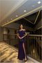 Square Neck Short-Sleeve Evening Gown with Slits · Color: Red · Size: M BX - 5
