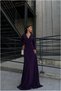 Crepe Fabric Evening Gown with Double-Breasted Wrap Neckline and Slit, Maxi Length · Color: Black · Size: S BX