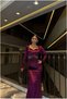 Velvet Fabric Stone Evening Dress with Collar Detail · Color: Saks · Size: m Bsk2026 - 2