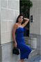 Velvet Belted Fabric Evening Dress Double Breasted Collar Dress Midi · Color: Saks · Size: m Bsk2026 - 3
