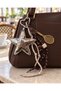 Bag Charm Keychain Metallic Star Gold Tennis Racket Leopard Beaded String Bag Accessory