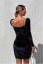 Velvet Dress Evening Gown Collar Gathered Fabric · Color: Emerald · Size: L Bsk2026 - 3
