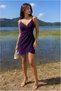 Double-Breasted Dress with Mini Collar and Draped Straps · Color: Purple · Size: M BX