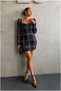Square-Necked Mini Dress with Sleeves · Color: Khaki · Size: L BX - 4