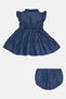 Toddlers Girl 2 Pieces Embroidered Shirt Dress And Underwear Set, Denim Blue - 3