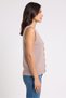 Women V-Neck Sleeveless Knitted Cardigan, Beige - 3