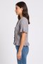 Women Crew Neck Short Sleeve Knitted Sweater, Grey - 3