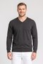 Men V Neck Long Sleeve Knitted Sweater, Dark Grey