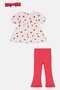 Toddlers Girl 3 Pcs Allover Print Dress And Pants With Headband Set, Multicolor - 3