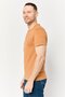 Men Crew Neck Short Sleeves Yarn Dye T-Shirt, Tan - 3