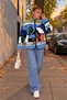 Women's Winter Landscape Patterned Stand Collar Zippered Plush Fleece Jacket - 5