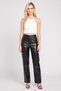Women Regular Fit Textured Stright Leg Pants, Black - 2