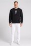 Men Relaxed Fit Long Sleeve Outdoor Sweatshirt, Black - 2