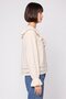 Women Round Neck Stripe Long Sleeve Blouse, Beige - 3