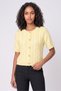 Women Crew Neck Short Sleeve Knitted Cardigans, Yellow