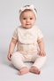 Toddlers Girl 4 Pcs Allover Print Bodysuit And Pants With Bib And Headband Set, Multicolor